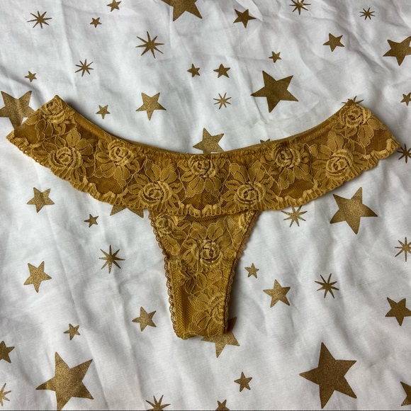 NWOT Mustard Lace Lavit Anthropologie Thong Medium - Picture 4 of 7